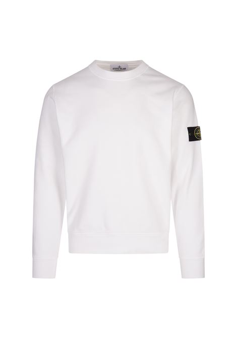 Felpa Girocollo In Cotone Bilogico Garzato Bianco STONE ISLAND | S15-6100028 S0A20V0001